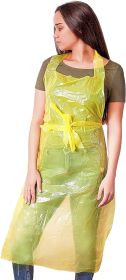 Polyethylene Aprons 28" x 46" Pack of 50 Yellow PE Aprons 1 mil Disposable Plastic Workwear Industrial Uniform Aprons for Men; Women. Unisex Aprons fo