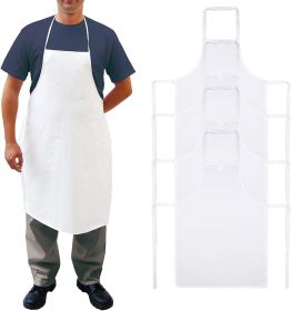 Disposable White Aprons 28" x 36". Pack of 100 Polypropylene Bibs with Waterproof Microporous Film. PPE Industrial Uniform for Men; Women. Adult Workw