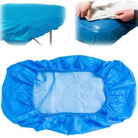 Massage Table Cover Blue Pack of 10 CPE Outdoor Mattress Cover Waterproof 82.6" x 35.4" x 7.8" Lash Bed Cover Protector for Salon SPA Tattoo Massage T