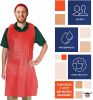 Polyethylene Aprons 28" x 46" Pack of 50 Red PE Aprons 1 mil Disposable Plastic Workwear Industrial Uniform Aprons for Men; Women. Unisex Aprons for H