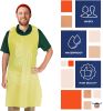 Polyethylene Aprons 28" x 46" Pack of 50 Yellow PE Aprons 1 mil Disposable Plastic Workwear Industrial Uniform Aprons for Men; Women. Unisex Aprons fo