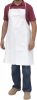 Disposable White Aprons 28" x 36". Pack of 100 Polypropylene Bibs with Waterproof Microporous Film. PPE Industrial Uniform for Men; Women. Adult Workw