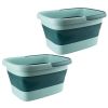 2 Pack Collapsible Foot Bath Basin 15L/4Gallon Foot Soak Tub Multifunctional Foot Bucket with Handle 8 Massage Rollers 54 SPA Bumps