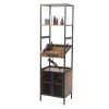 Salon Storage Cabinet with Open Shelves and Hair Dryer Holders, Vintage Brown