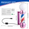 27" Barber Pole LED Light Pink,Classic Style Hair Salon Barber Shop Open Sign,Rotating Red White Blue LED Strips,IP44 Waterproof Save Energy