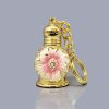 3ML Golden Vintage Essential Oil Bottle Keychain Pink Petals Dispenser Bottle Glass Empty Perfume Bottle Refillable Container