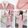 Sweet Girls Cozy Flannel Lapel Robe Pajamas for Winter Bathrobe Homewear