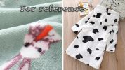 Boys Girls Cartoon Flannel Cow Hooded Bathrobes Self Tie Sleepwear for Bath Homewear