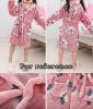 Girls Painted Flowers Flannel Hooded Bathrobes Self Tie Soft Sleepwear for Bath Homewear