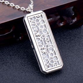 Square Essential Oil Necklace Openable Silver Pendant Perfume Accessories (style: E)