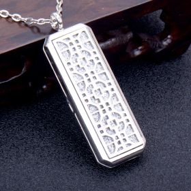 Square Essential Oil Necklace Openable Silver Pendant Perfume Accessories (style: Q)