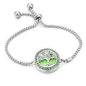 Color Rhinester Tree Of Life Bracelet Stainless Steel Essential Oil Diffuser Case (Color: Color2)