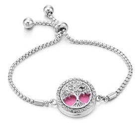 Color Rhinester Tree Of Life Bracelet Stainless Steel Essential Oil Diffuser Case (Color: Color6)