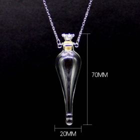 Transparent Heart-Shaped Glass Essential Oil Bottle Necklace (style: Long water drop crown plug)