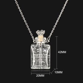 Transparent Heart-Shaped Glass Essential Oil Bottle Necklace (style: Square Crown Plug)