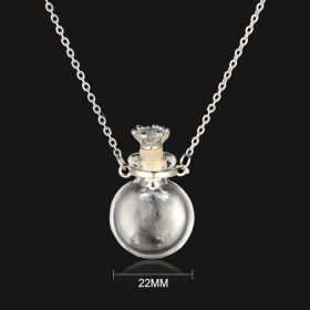 Transparent Heart-Shaped Glass Essential Oil Bottle Necklace (style: Flat crown plug)