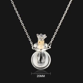 Transparent Heart-Shaped Glass Essential Oil Bottle Necklace (style: Ball Crown Plug)