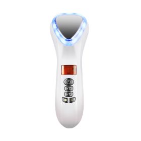 LED Face Beauty Massager Hot Cold Hammer Ultrasonic Cryotherapy Facial Vibration Massager Face Body Spa Ion Beauty Instrument (Color: White)