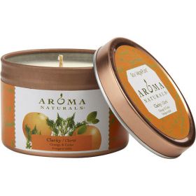 CLARITY AROMATHERAPY by CLARITY AROMATHERAPY ONE 2.5x1.75 inch TIN SOY AROMATHERAPY CANDLE. COMBINES THE ESSENTIAL OILS OF ORANGE & CEDAR. BURNS APPRO (SKU: 293297)