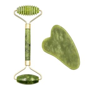 Natural Jade Face Massager Gua Sha Stone Face Guasha Masaje Facial Board Acupoint Eye Care SPA Massager Tool massage visage (Color: B Set)