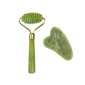 Natural Jade Face Massager Gua Sha Stone Face Guasha Masaje Facial Board Acupoint Eye Care SPA Massager Tool massage visage (Color: H Set)