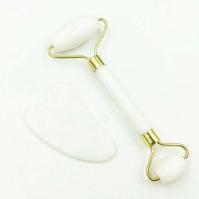 Natural Jade Face Massager Gua Sha Stone Face Guasha Masaje Facial Board Acupoint Eye Care SPA Massager Tool massage visage (Color: F Set)