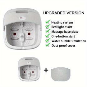 StressRelieving Foot Spa Foldable Design with Heat Bubbles Vibration (style: Upgrade)