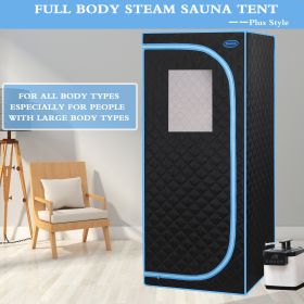 Portable Plus Type Full Size Steam Sauna tent. Spa, Detox ,Therapy and Relaxation at home.Larger Space,Stainless Steel Pipes Connector Easy to Install (Color: Black)