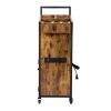 3-Tier Salon Trolley, Rolling Beauty Stylist Cart with Cabinet, Dryer Holders, Charging Station, Salon Spa Bathroom, Rustic Brown